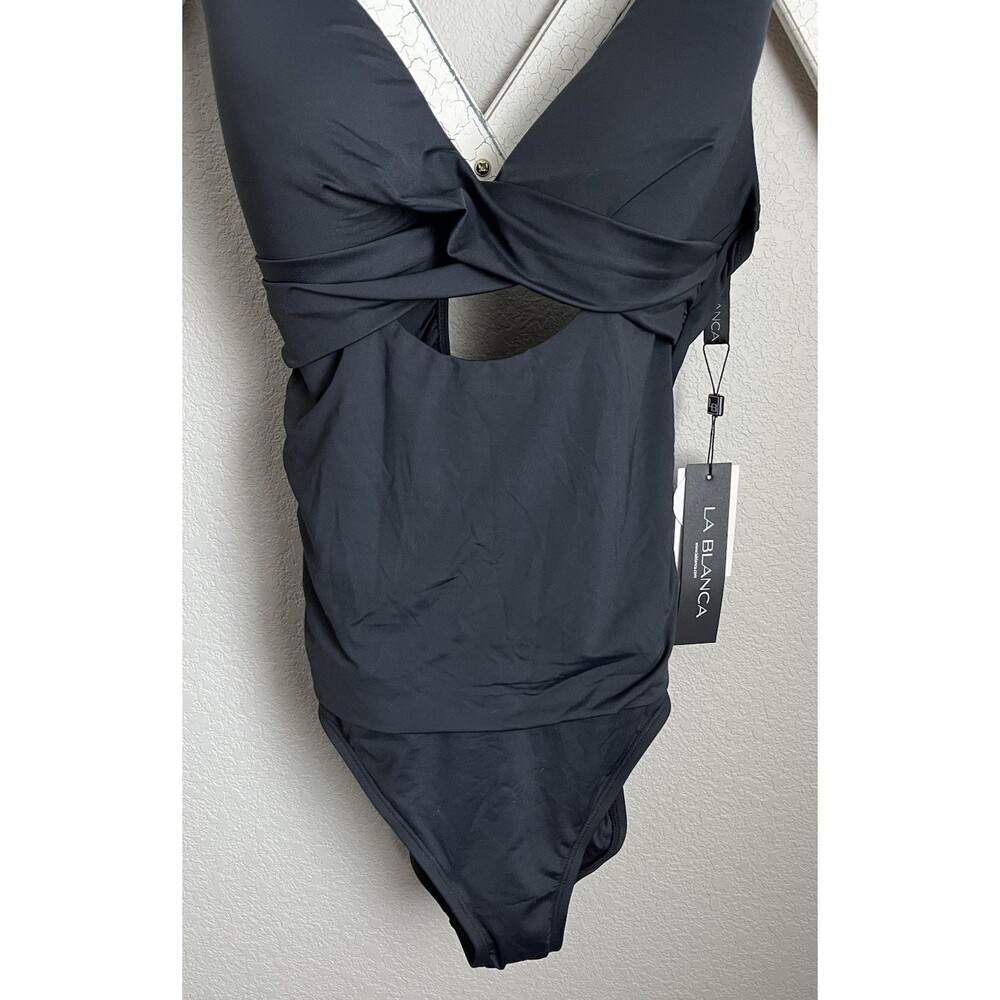 NWT! La Blanca sz 12 Island Goddess Cross Front Keyhole One Piece Swimsuit $133 - Picture 4 of 7